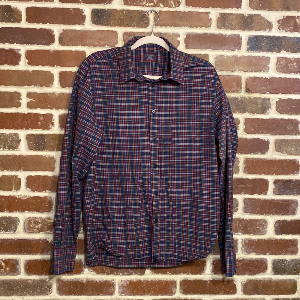 Untuckit Plaid Pattern Button Down Shirt Size Lar… - image 1